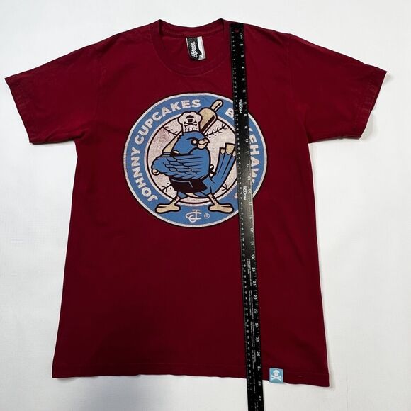 Johnny Cupcakes Size Medium T-Shirt Red, Hawk, Bird, Baseball, Graphic Tee Logo - Picture 3 of 12